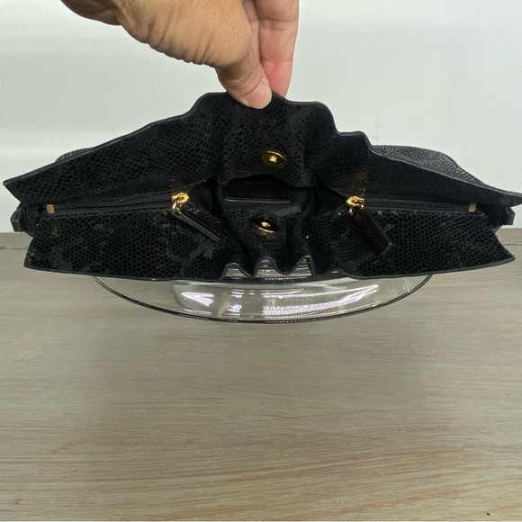 Sabina New York Black Leather Snakeskin Embossed Evening Bag Clutch Purse‎ - Picture 2 of 11